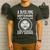 A Black King Was Born In September Birthday Lion T-Shirt thumb 6