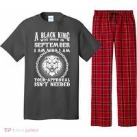 A Black King Was Born In September Birthday Lion Pajama Set thumb 0