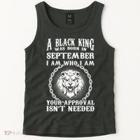 A Black King Was Born In September Birthday Lion Tank Top thumb 2