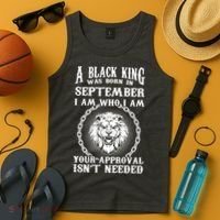 A Black King Was Born In September Birthday Lion Tank Top thumb 4