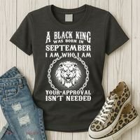 A Black King Was Born In September Birthday Lion Women's T-Shirt thumb 3