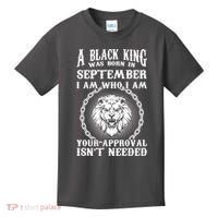 A Black King Was Born In September Birthday Lion Kids T-Shirt thumb 0