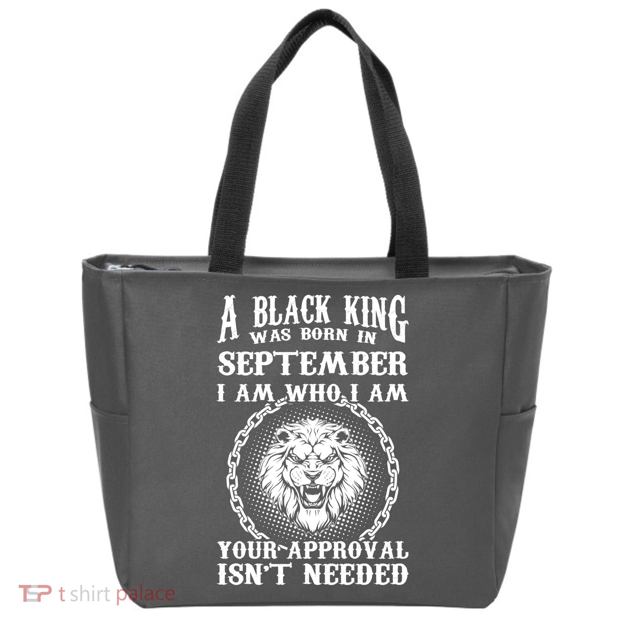 A Black King Was Born In September Birthday Lion Tote Bag