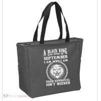 A Black King Was Born In September Birthday Lion Tote Bag thumb 2