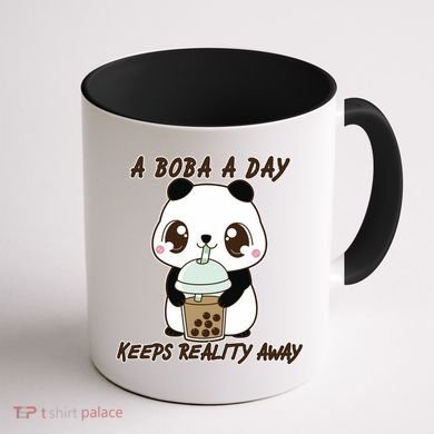 A Boba A Day Keeps The Reality Away Cute Panda Coffee Mug back