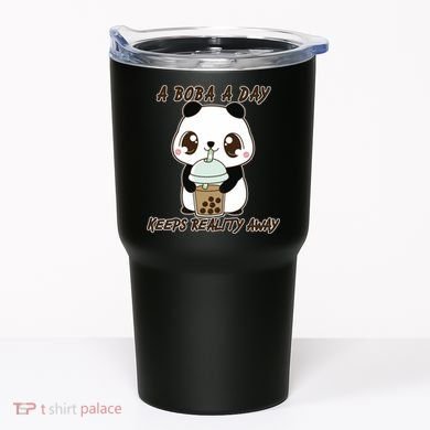A Boba A Day Keeps The Reality Away Cute Panda Tumbler