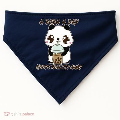 A Boba A Day Keeps The Reality Away Cute Panda USA-Made Doggie Bandana