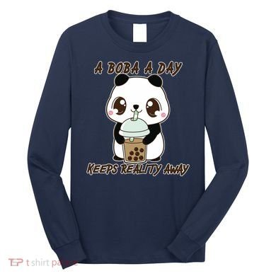 A Boba A Day Keeps The Reality Away Cute Panda Long Sleeve Shirt