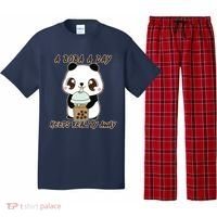 A Boba A Day Keeps The Reality Away Cute Panda Pajama Set thumb 0