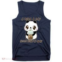 A Boba A Day Keeps The Reality Away Cute Panda Tank Top thumb 0