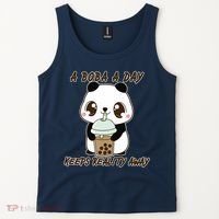 A Boba A Day Keeps The Reality Away Cute Panda Tank Top thumb 2