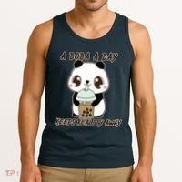 A Boba A Day Keeps The Reality Away Cute Panda Tank Top thumb 3