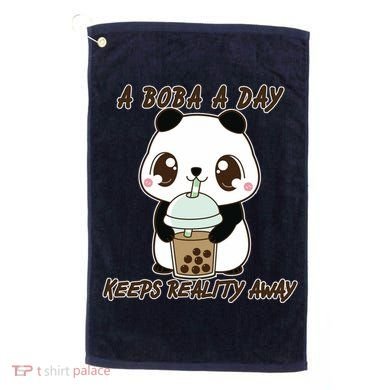 A Boba A Day Keeps The Reality Away Cute Panda Golf Towel