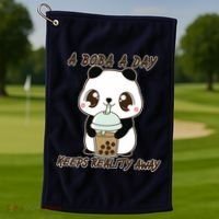 A Boba A Day Keeps The Reality Away Cute Panda Golf Towel thumb 1