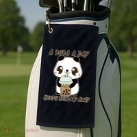 A Boba A Day Keeps The Reality Away Cute Panda Golf Towel thumb 2
