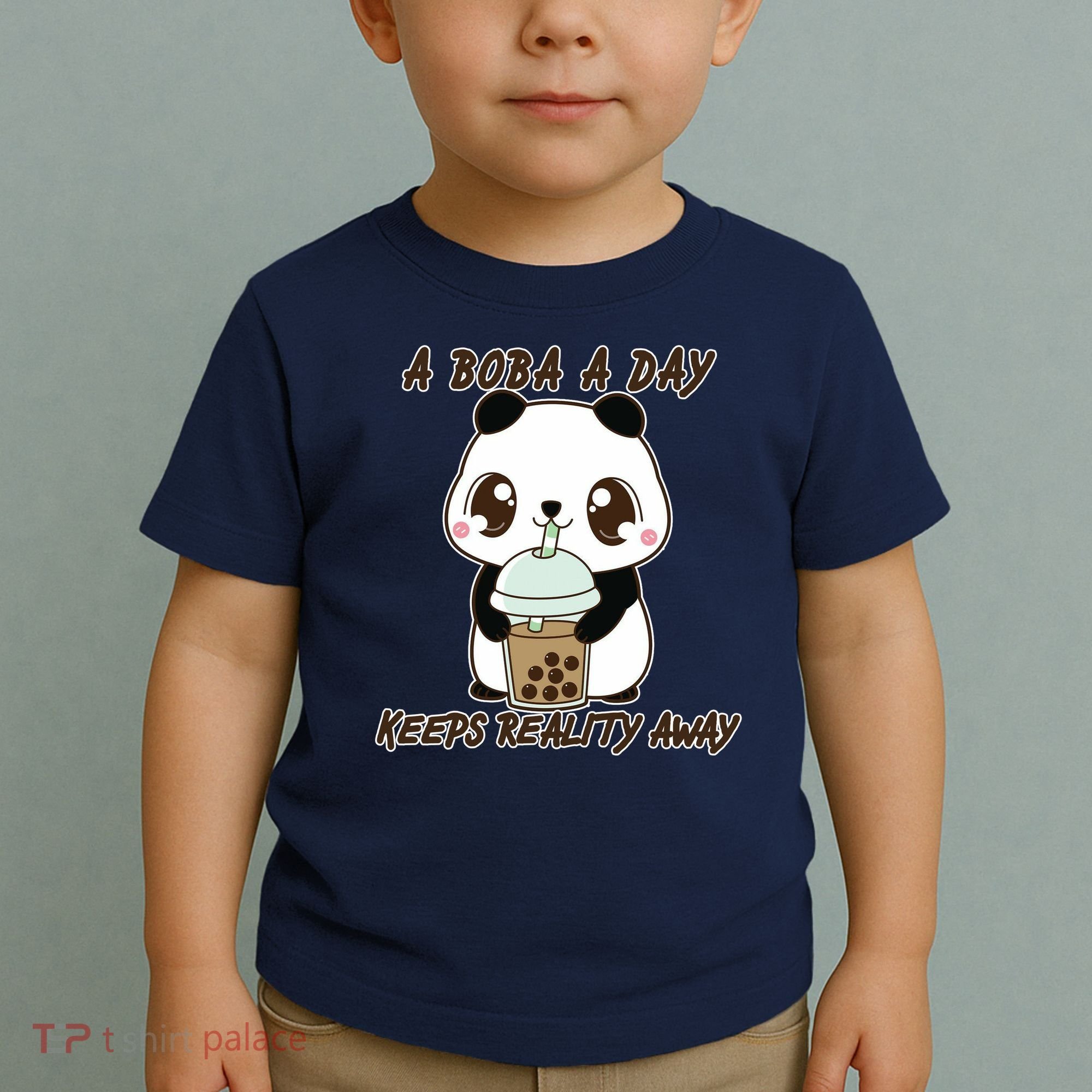 A Boba A Day Keeps The Reality Away Cute Panda Toddler T-Shirt