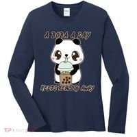 A Boba A Day Keeps The Reality Away Cute Panda Women's Long Sleeve Shirt thumb 0