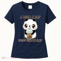 A Boba A Day Keeps The Reality Away Cute Panda Women's T-Shirt thumb 0