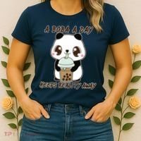 A Boba A Day Keeps The Reality Away Cute Panda Women's T-Shirt thumb 2