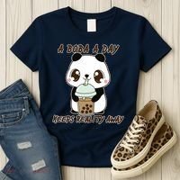 A Boba A Day Keeps The Reality Away Cute Panda Women's T-Shirt thumb 3