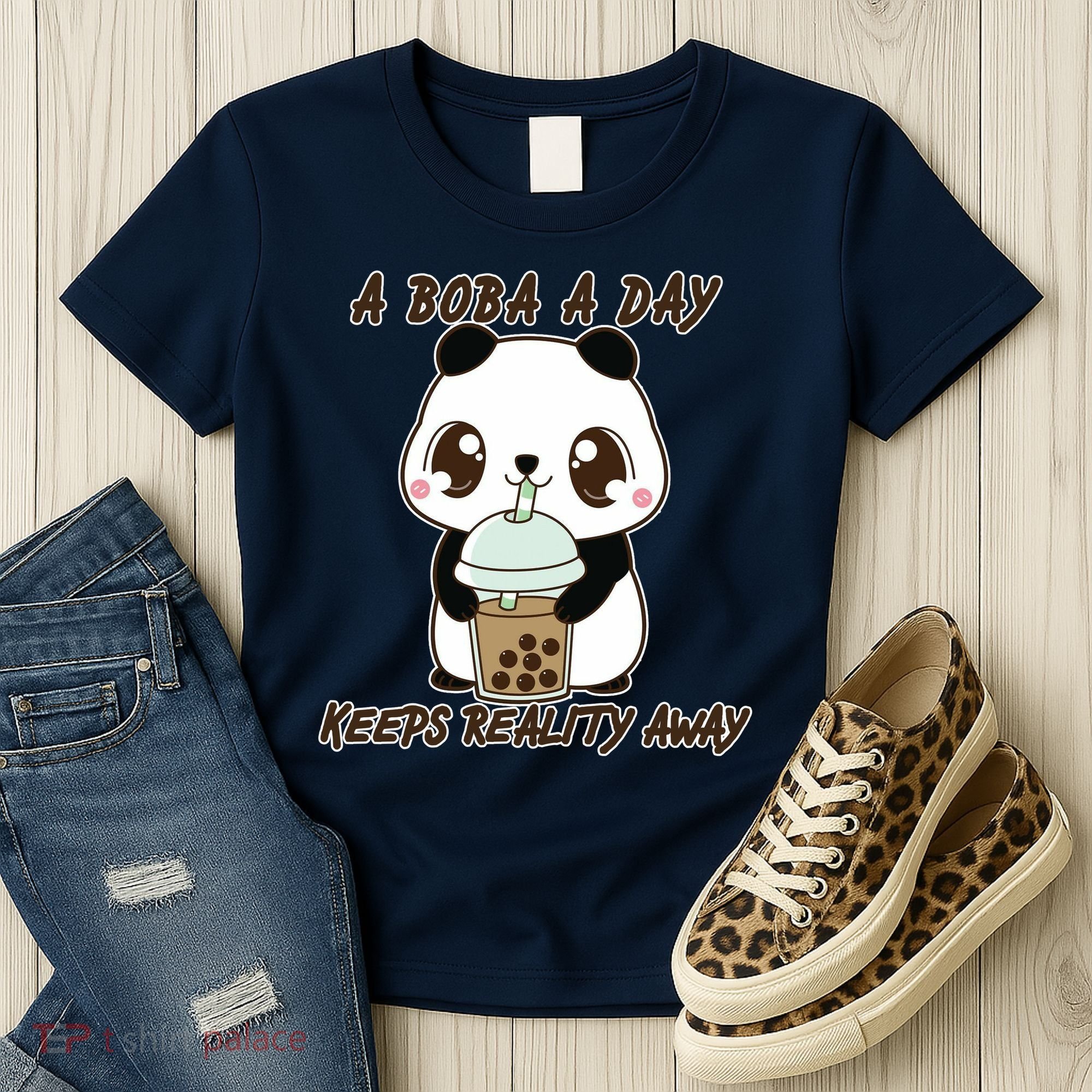 A Boba A Day Keeps The Reality Away Cute Panda Women's T-Shirt