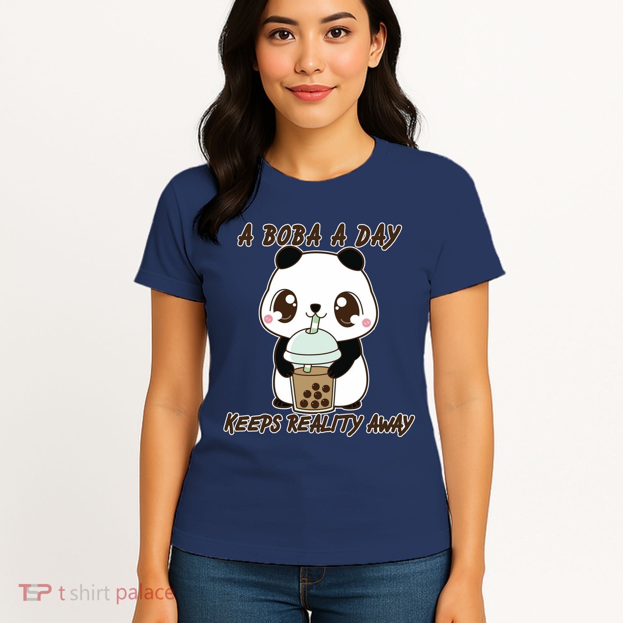 A Boba A Day Keeps The Reality Away Cute Panda Women's T-Shirt