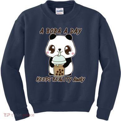 A Boba A Day Keeps The Reality Away Cute Panda Kids Sweatshirt