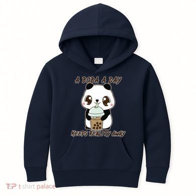 A Boba A Day Keeps The Reality Away Cute Panda Kids Hoodie