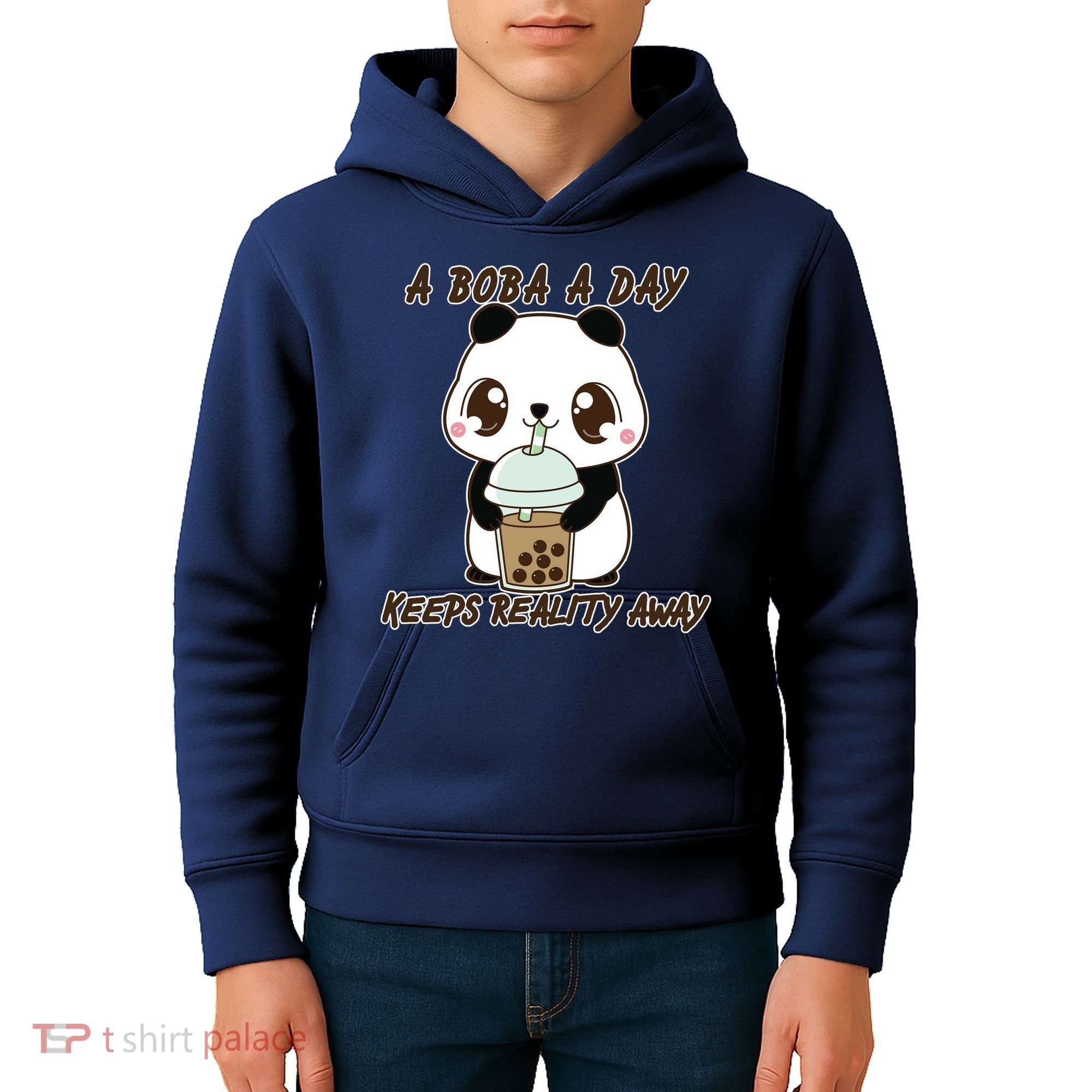 A Boba A Day Keeps The Reality Away Cute Panda Kids Hoodie