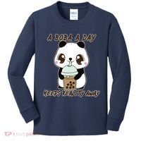 A Boba A Day Keeps The Reality Away Cute Panda Kids Long Sleeve Shirt thumb 0