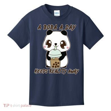 A Boba A Day Keeps The Reality Away Cute Panda Kids T-Shirt