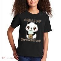 A Boba A Day Keeps The Reality Away Cute Panda Kids T-Shirt thumb 2