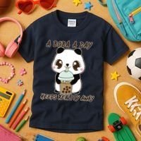 A Boba A Day Keeps The Reality Away Cute Panda Kids T-Shirt thumb 3