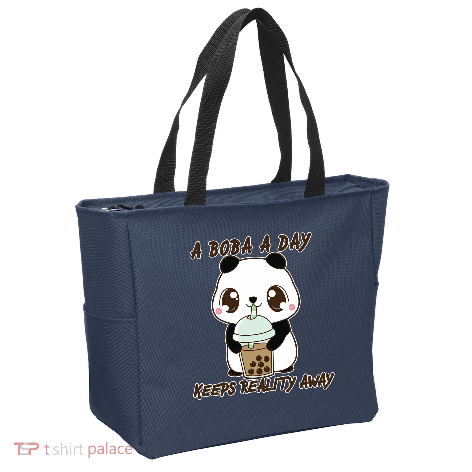 A Boba A Day Keeps The Reality Away Cute Panda Tote Bag