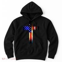 A christian cross comprised of the American Flag Hoodie thumb 0