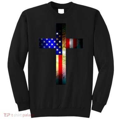 A christian cross comprised of the American Flag Sweatshirt