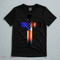 A christian cross comprised of the American Flag T-Shirt thumb 5