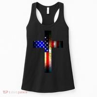 A christian cross comprised of the American Flag Women's Tank Top thumb 0