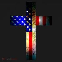 A christian cross comprised of the American Flag Women's Tank Top thumb 5
