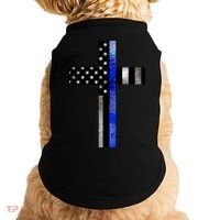 A Christian cross showing support for law enforcement - Thin Blue Line Doggie Tank thumb 0