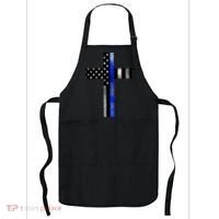 A Christian cross showing support for law enforcement - Thin Blue Line Apron thumb 0