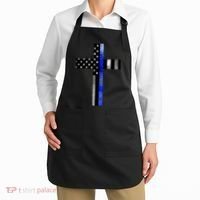 A Christian cross showing support for law enforcement - Thin Blue Line Apron thumb 2