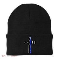 A Christian cross showing support for law enforcement - Thin Blue Line Beanie thumb 0