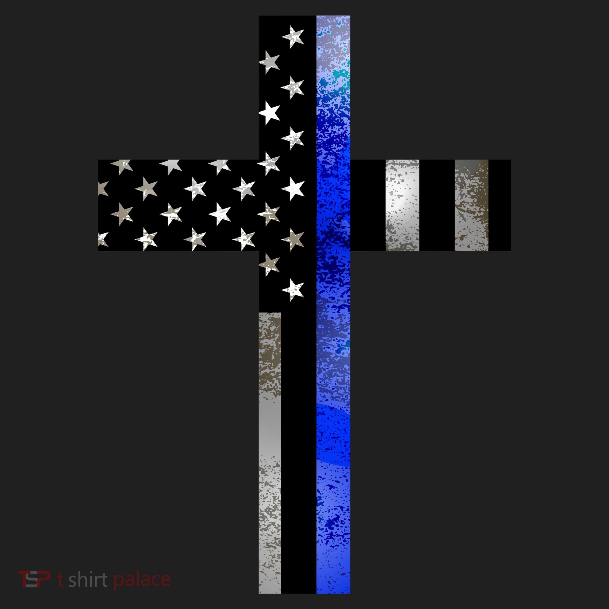 A Christian cross showing support for law enforcement - Thin Blue Line Beanie