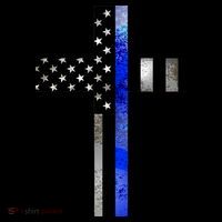 A Christian cross showing support for law enforcement - Thin Blue Line Coaster thumb 2