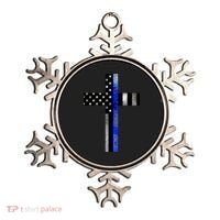 A Christian cross showing support for law enforcement - Thin Blue Line Ornament thumb 0