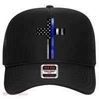 A Christian cross showing support for law enforcement - Thin Blue Line Hat thumb 0