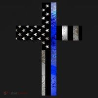 A Christian cross showing support for law enforcement - Thin Blue Line Kids T-Shirt thumb 4