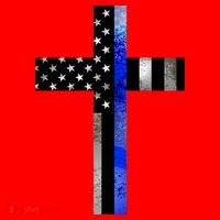 A Christian cross showing support for law enforcement - Thin Blue Line Santa Hat thumb 1