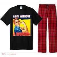 A Day Without A Woman Rosie Riveter WWII Poster Pajama Set thumb 0